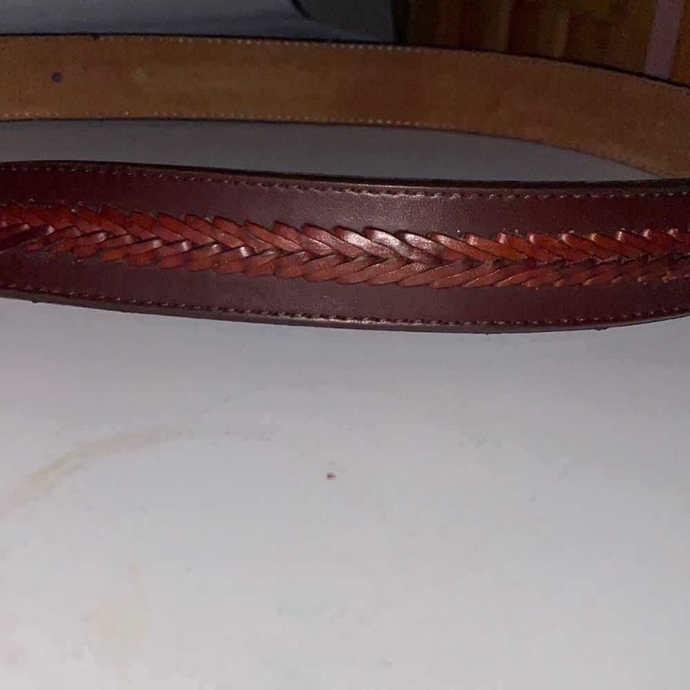 Haitian Genuine Cowhide Solid Brass Buckle Belt Center Braid 36in